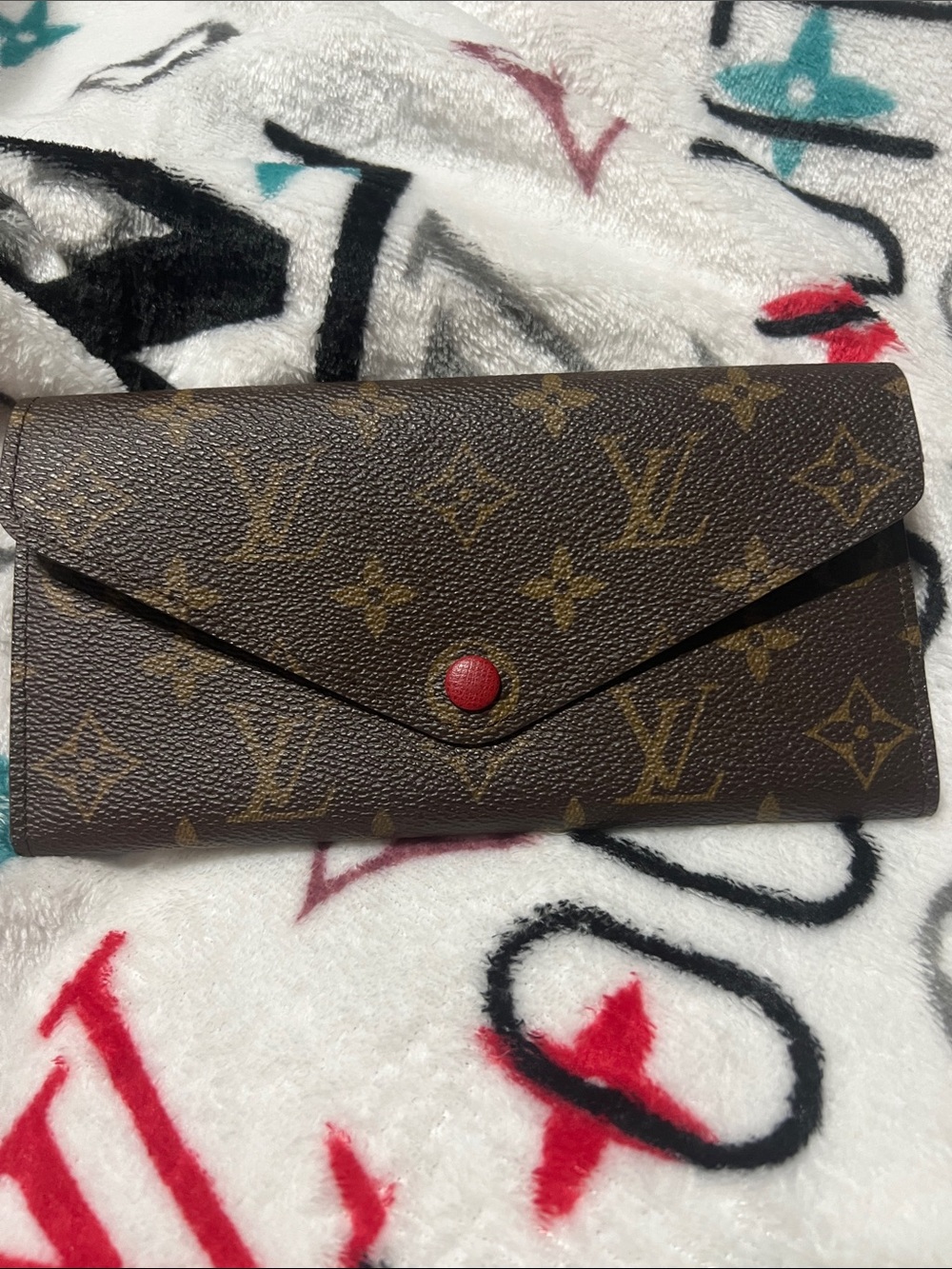 Louis Vuitton Monogram Continental Wallet with Red Snap